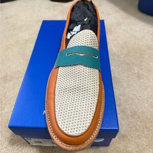 Stylish Orange and Teal Men's Loafers